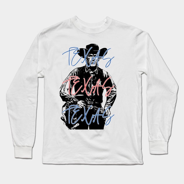 Texas Cowboy Long Sleeve T-Shirt by Fruit For Dinner